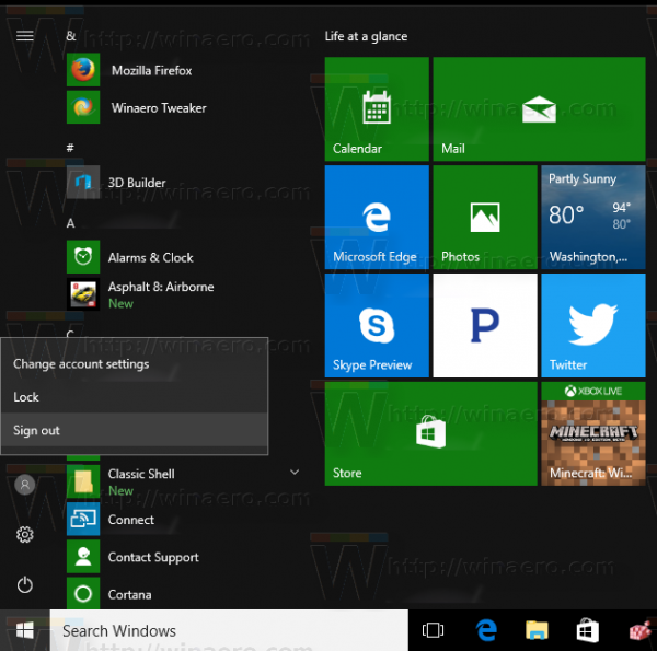 Windows 10 Anniversary Update sign out