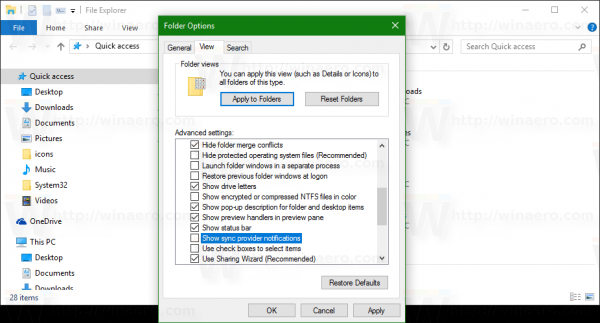 Windows 10 disable File Explorer notifications