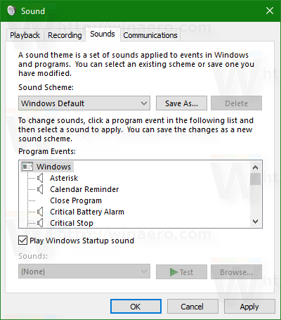 changing windows startup sound windows 10