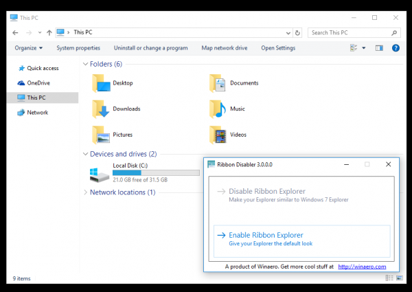 Windows 10 explorer without ribbon
