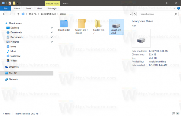 Windows 10 longhorn drive icon