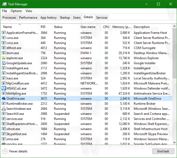 Windows 10 tm details tab