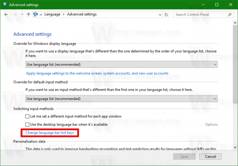 windows 10 hotkey change language