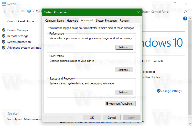 Advanced system settings windows 10 где найти