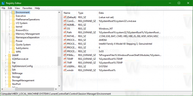 How to see names and values of environment variables in Windows 10