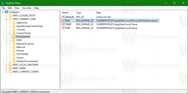 How to see names and values of environment variables in Windows 10