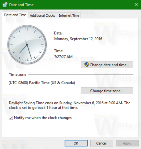 Configure Internet Time (NTP) options in Windows 10