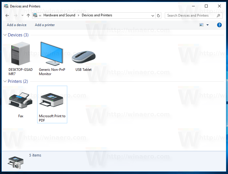 Falde sammen Grønland plade Create Devices and Printers Shortcut in Windows 10