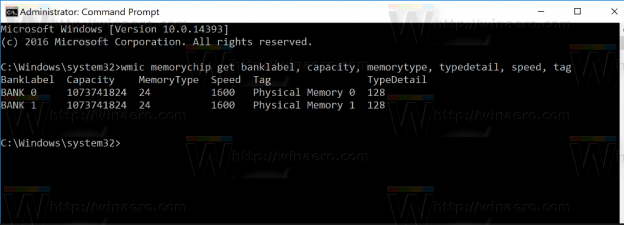 How to see DDR memory type in command prompt in Windows 10