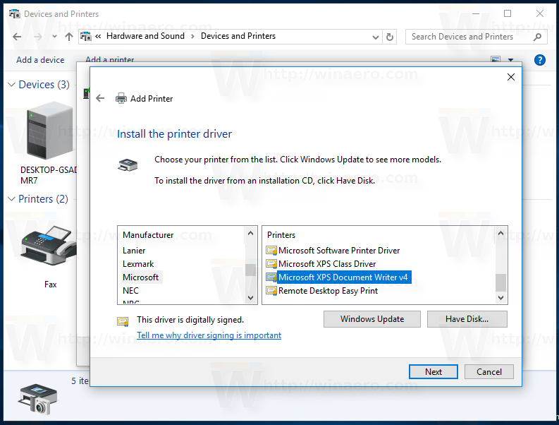 Xps printer driver download windows 8