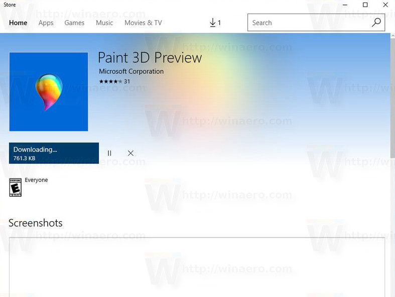 cannot download paint 3d