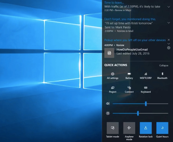 Action center windows 10 что это