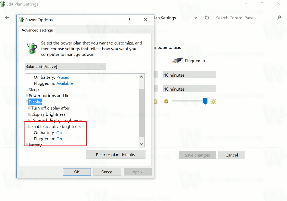 How to Enable or Disable Adaptive Brightness in Windows 10