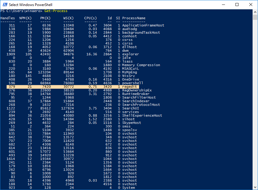 powershell grep running process and kill