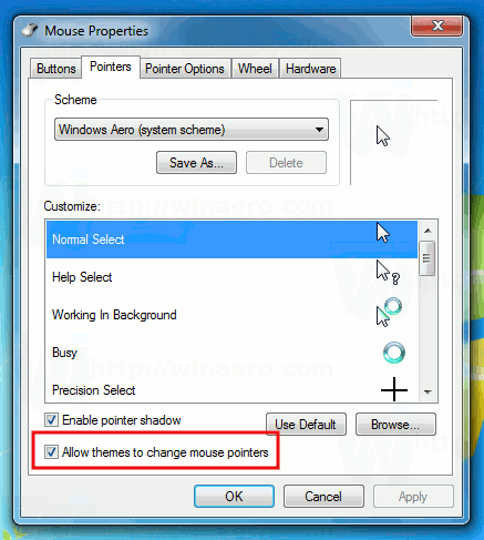 custom mouse pointer windows 7