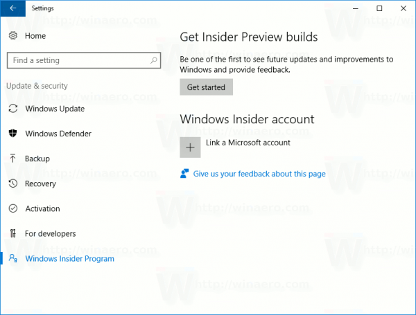 Windows Insider Program page (the current one)