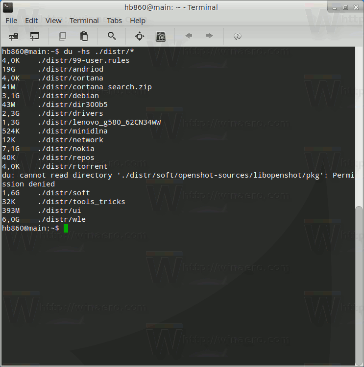 Linux Human Readable File Folder Sizes