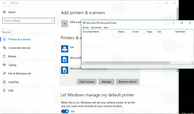 Open Printer Queue in Windows 10