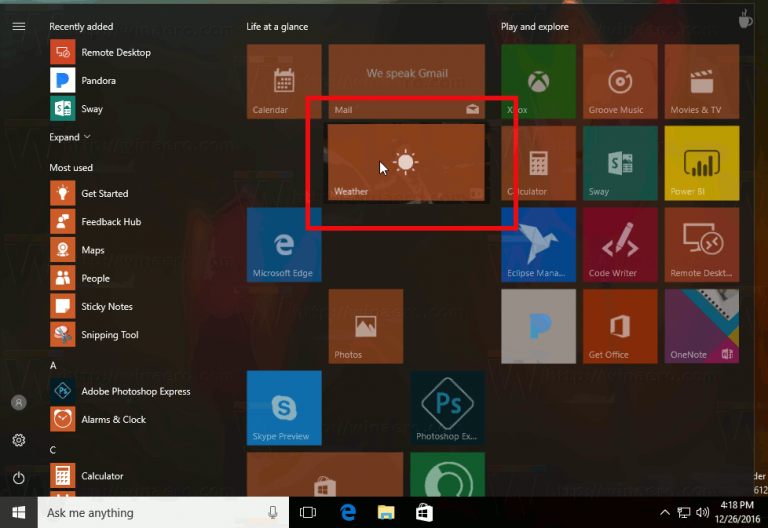 windows 10 start menu folder modifications