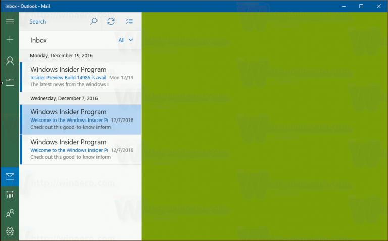 Change Mail App Background to Custom Color in Windows 10