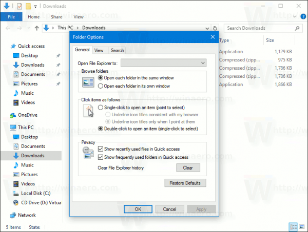 Open File Explorer to Downloads Folder in Windows 10