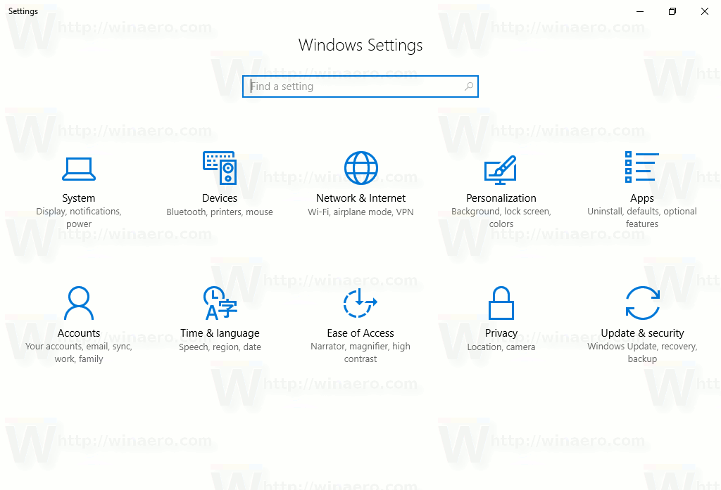 Откройте настройки в Windows 10 Creators Update.