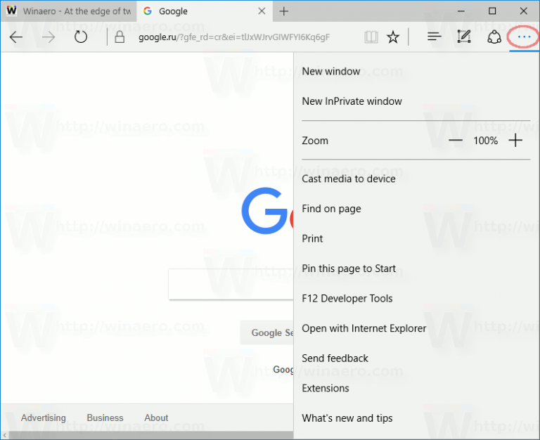 Set Google as Default Search in Microsoft Edge
