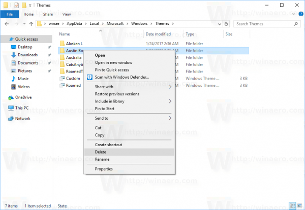 File Explorer Delete Themes