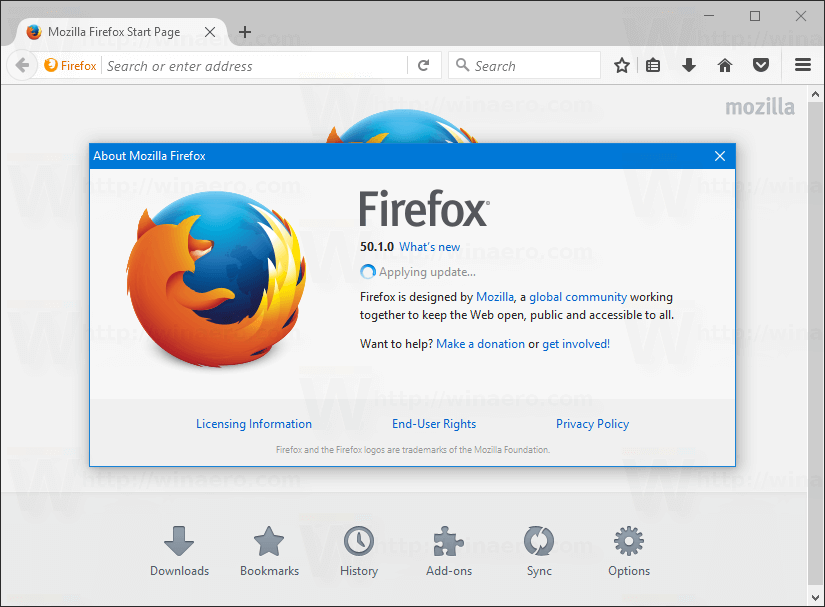 windows 10 firefox 45.0 blur bar