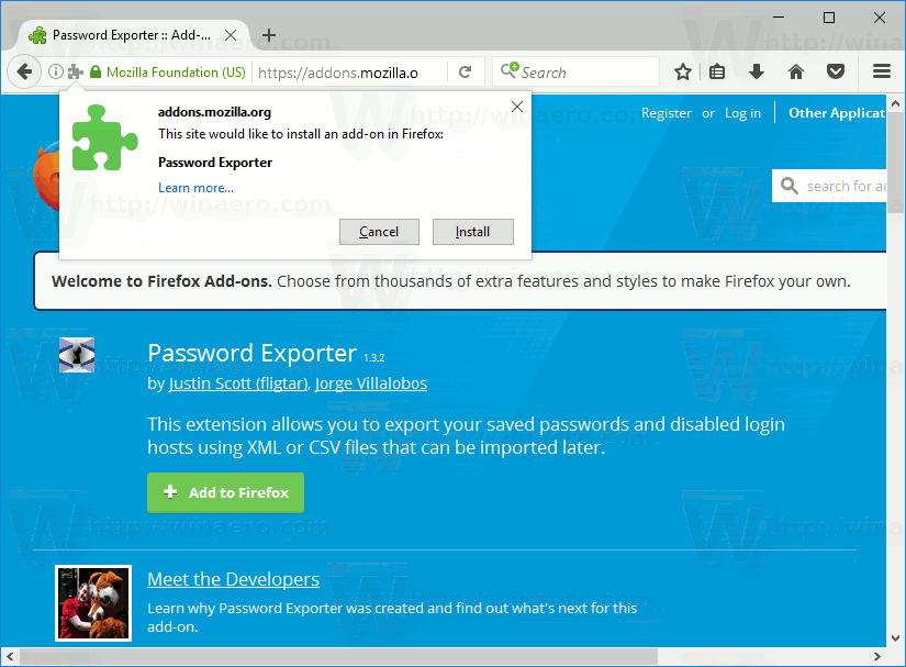 Установите экспортер паролей в Firefox