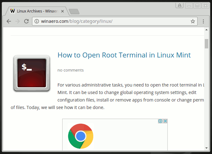 Linux Mint 18 под управлением Google Chrome