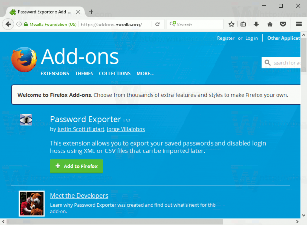 mozilla firefox add ons password exporter