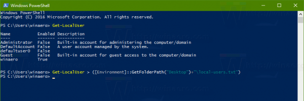 PowerShell Local User Accounts List To File