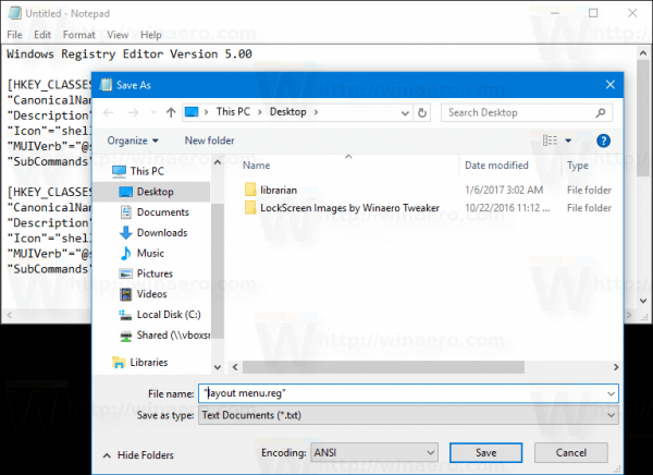 Windows 10 Layout Pane Context Menu Tweak Save