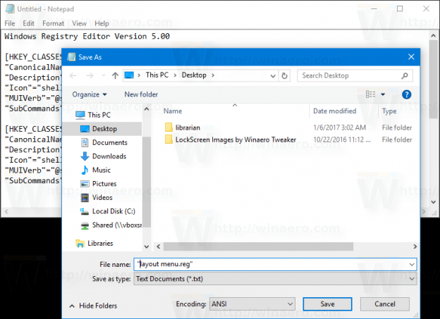Add Layout Context Menu in Windows 10