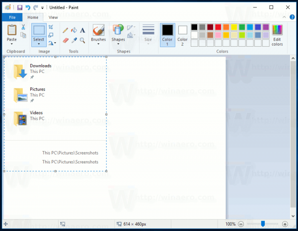 Windows 10 Screenshot Of Selected Region In Paint