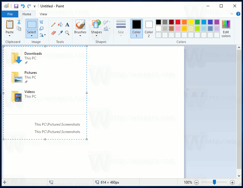 Windows 10 Screenshot Of Selected Region In Paint