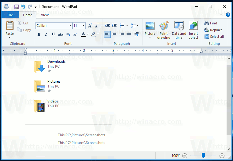 Windows 10 WordPad