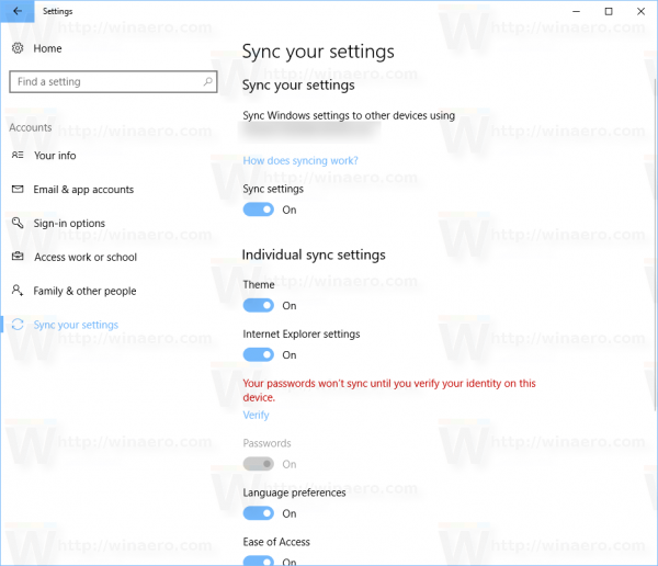 Windows 10 Sync Your Settings