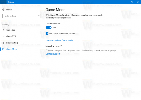 Windows 10 включает уведомления игрового режима