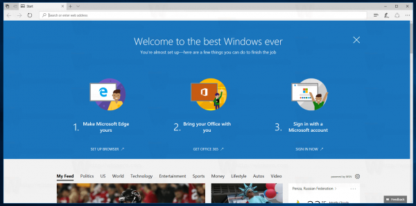 Windows 10 Welcome Page