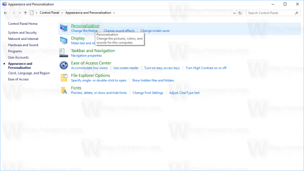 Windows 10 Control Panel Personalization Icon