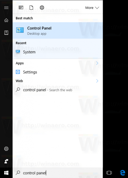 control panel windows 10