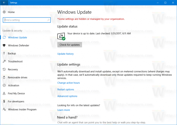 Windows Update Page