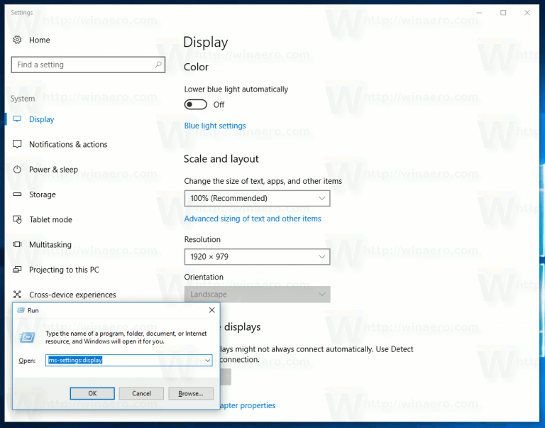 Change Display Resolution in Windows 10 Creators Update