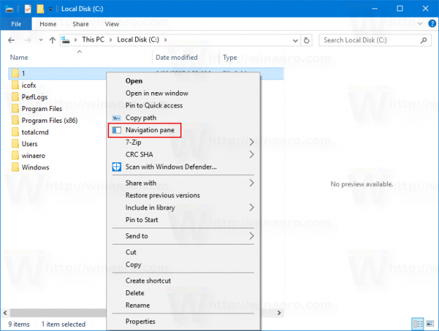 How to Disable Navigation Pane in Windows 10