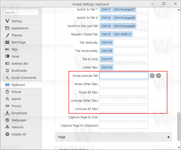 Vivladi Assign Shortcuts For Tab Muting Commands