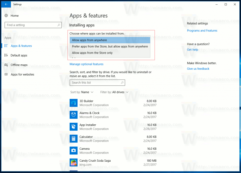 Choose Where Apps Can Be Installed From In Windows 10