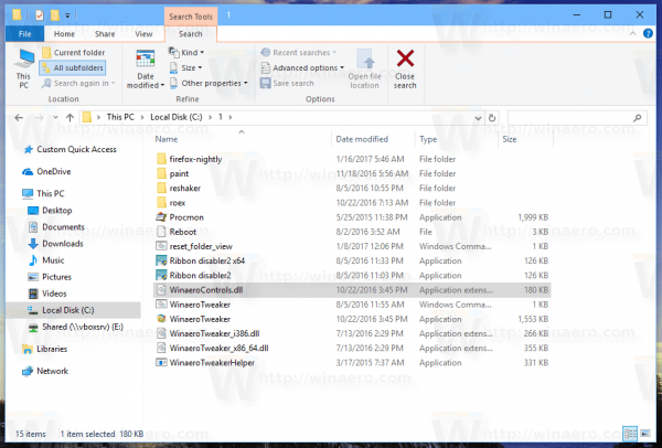 File Explorer Search Ribbon