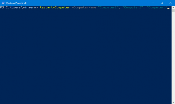 powershell command to restart computer remotely